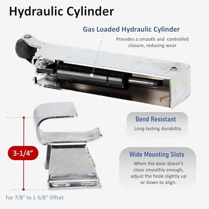 Awoco 1094 Hydraulic Door Closer, Concealed Mounting with 1094-X27 Adjustable Wide Hook (7/8" to 1-5/8" Offset) for Walk-in Coolers/Freezers by Kason - style: Concealed closer with 7/8” to 1-5/8" Hook