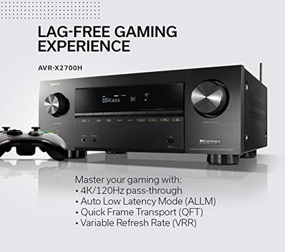 Denon AVR-X2700H 8K Ultra HD 7.2 Channel (95 Watt X 7) AV Receiver - Built for Gaming, Music Streaming, 3D Audio & Video, Alexa + HEOS - style: AVR-X2700H