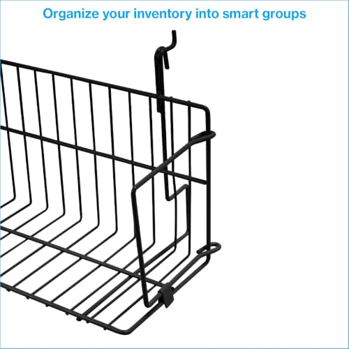 SSWBasics 24 x 6 x 6.5 in Black Media Grid Shelf for Slatwall & Wire Grid