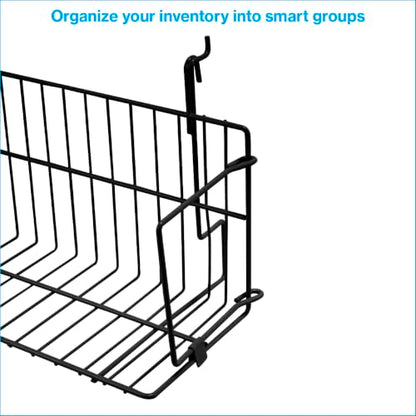 SSWBasics 24 x 6 x 6.5 in Black Media Grid Shelf for Slatwall & Wire Grid