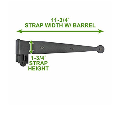 Renovators Supply Manufacturing Pack of 25 Black Pintle Strap Hinge 11.75 Inch Offset Colonial Shutter Hardware - size: Pack of 25