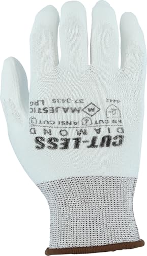 Majestic Cut-Less Dyneema Glove with Polyurethane Palm | 12 Pairs - SM | 13 Gauge Liner, ANSI A3, Lightweight Comfort, Breathable, White/White | for Automotive, Industrial, Manufacturing | 37-3435 - size: Small