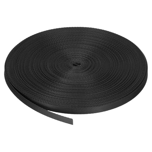 MECCANIXITY Flat Nylon Webbing Strap 3/8 Inch 50 Yards Black - color: Black, size: 3/8 Inch x 50 Yards