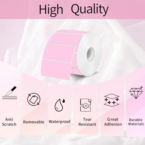 2x1 Inch Thermal Labels, Pink Thermal Printer Stickers, Waterproof Self-Adhesive Shipping Label Printer Sticker for Barcode, Name, Address, 300 Labels/Roll - color: Pink, size: 1*2 inch/1 roll