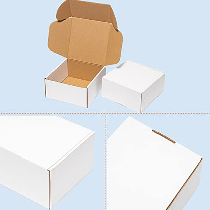 Wowxyz 8x8x4" Shipping Boxes 25 Pack White Corrugated Cardboard Mailing Boxes for Small Business - Literature Mailer Packaging Supplies - size: 8x8x4"