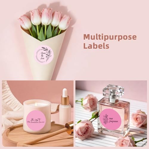 500 Labels/Roll 2" Gradient Pink Round Thermal Labels, Waterproof Circle Blank Thermal Sticker Compatible with Direct Thermal Label Printers for DIY Logo Designs, Thank You, Small Business - color: Pink Gradient, size: 2 Inch