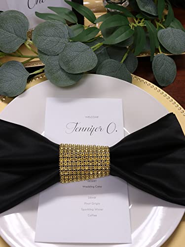YOUR CHAIR COVERS - 10 Pack 20 Inch L'Amour Satin Napkins Black, Oversized, Double Folded and Hemmed Table Napkins for Restaurant, Bistro, Wedding, Thanksgiving and Christmas - color: Black