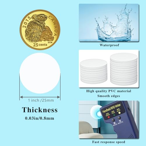10pcs T5577 Sticker 125khz RFID Tags T5577 RFID Sticker RFID Chip T5577 Adhesive T5577 Proximity ID Card Token Rewritable Dia 25mm - size: 25mm (1 inch) diameter