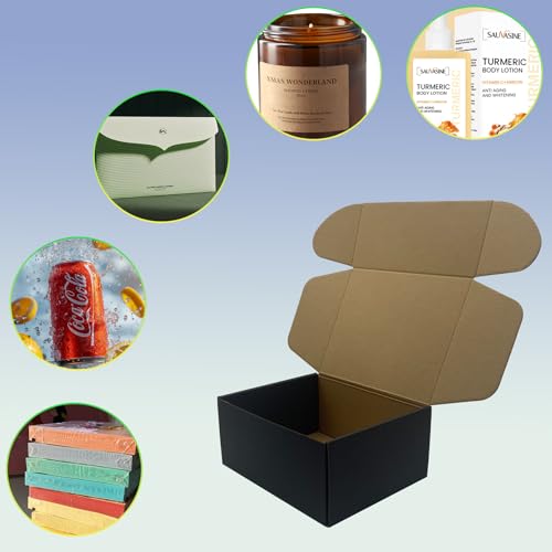 24 Pack 9x7x4 inches Black Shipping Boxes, Corrugated Cardboard Mailers - size: 9x7x4 Inches