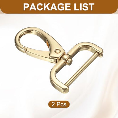 HARFINGTON 2Pcs Detachable Snap Hook Swivel Clasp 1 1/4" D Ring with Swivel Lobster Claw Clasps Hook for Purse Strap Keychain Bag DIY Craft, Gold - color: Gold, size: 1 1/4"