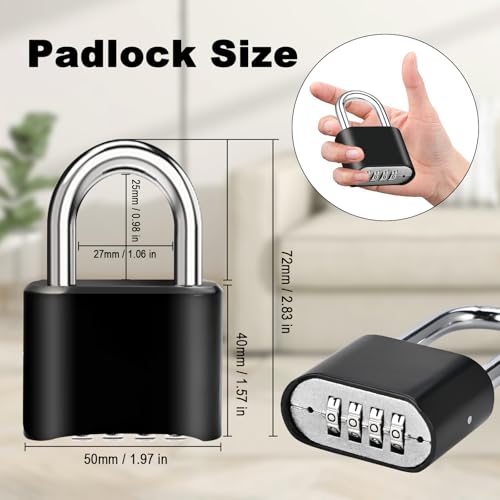4pcs Combination Lock, 4-Digit Heavy Duty Combo Lock - color: 4pcs-Short-Black