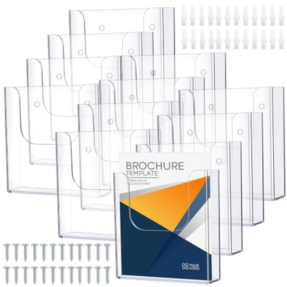 Ripeng 12 Pack 6 x 9 Inch Brochure Holder Wall Mount Clear Flyer Holder
