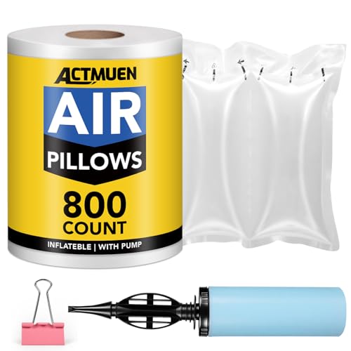 Air Pillows for Shipping With Pump, Inflatable Packing Air Bags, Shipping Supplies Packing Materials Alternative to Packing Peanuts, Moving, Storage, Gift Wrapping（800Pack, 3.54" x 7.87"