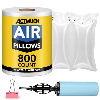 Air Pillows for Shipping With Pump, Inflatable Packing Air Bags, Shipping Supplies Packing Materials Alternative to Packing Peanuts, Moving, Storage, Gift Wrapping（800Pack, 3.54" x 7.87"