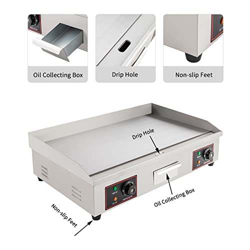 3000W Commercial Electric Flat Top Griddle Countertop Teppanyaki Grill - color: 3000W, 28.7"x15.7"