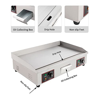 3000W Commercial Electric Flat Top Griddle Countertop Teppanyaki Grill - color: 3000W, 28.7"x15.7"