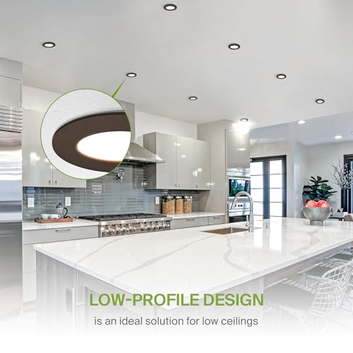 ASD 6 Pack 3 Inch LED Recessed Light 6W, 5 CCT 2700K-5000K CRI90+, IC Rated Ultra Thin Dimmable Ceiling Lights with J Box, Canless Wafer Downlight, Round Slim Panel Lighting, Energy Star ETL, Bronze - color: Bronze, size: 3 Inch 6 Pack