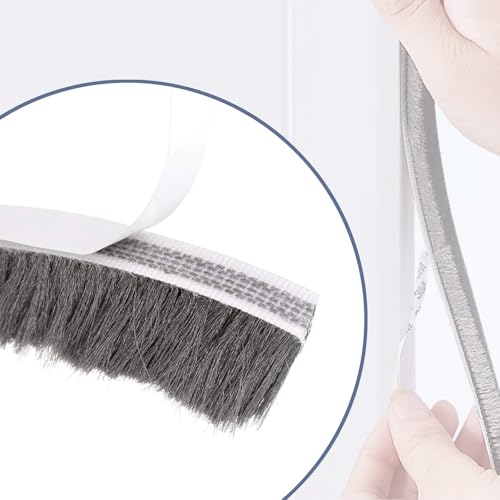 Brush Weather Stripping Door Brush Seal Adhesive Felt Door Seal Strip for Door Window 394 Inch L x 0.9 Inch W (10M x 23mm), Gray - color: Gray, size: 10M Gray