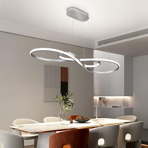 Modern LED Pendant Light,Silver, Dimmable Chandelier - color: Silver