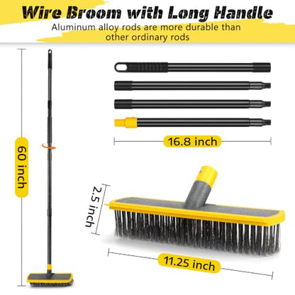 2 in 1 Stainless Steel Wire Brush Heavy Duty Floor Deck Scrub