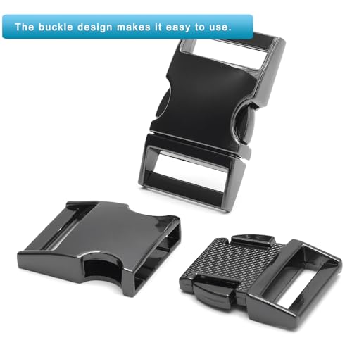 Enosea 2 Pcs Metal Buckles Quick Side Release Buckle Clips for Straps Paracord Backpack Webbing Dog Collars, Gun Black - size: 1"(25mm)