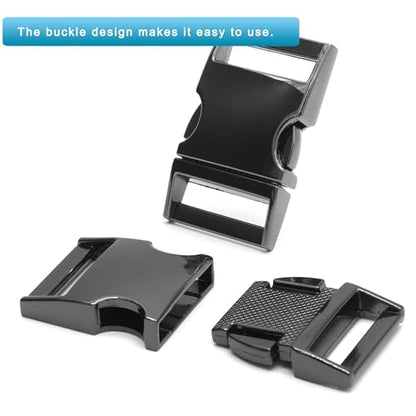 Enosea 2 Pcs Metal Buckles Quick Side Release Buckle Clips for Straps Paracord Backpack Webbing Dog Collars, Gun Black - size: 3/4"(20mm)