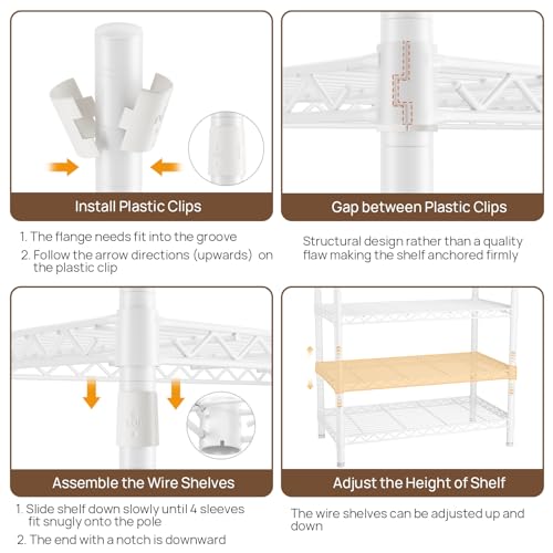 Golpart Heavy Duty Clothing Rack with Adjustable Shelves Clothes Wardrobe - color: White, size: 15"DX(70-87)"WX74.5"H
