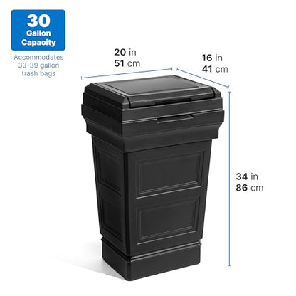 Step2 Atherton Large Garbage Container, Indoor/Outdoor Trash Can with Lid, Weather Resistant, Made of Durable Plastic, Weather-Resistant, Onyx Black - color: Onyx Black