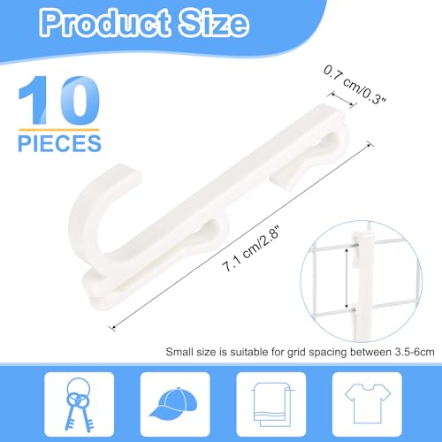 uxcell 10 Grid Wall Hooks, 2.8 Inch Grid Wall Panel Plastic Utility Hook, Shelf Hooks for Garage Store Warehouse Shop Home Hanging, White - color: White