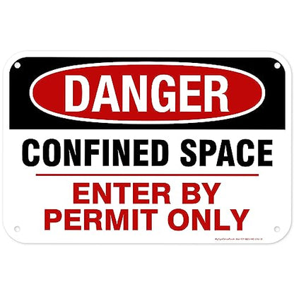 Danger Confined Space Enter By Permit Only Sign, 12x18 Inches, 55 mil thick - size: 12x18 - Polyethylene