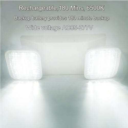 LED Emergency Light Fixture - Commercial & Exit Sign Lights with Battery Backup (Square 2 Head) - Adjustable for Home & Business - AC 110-277V - White - 10 Pack - color: 10 Pack