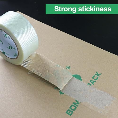 BOMEI PACK 36PACK Reinforced Packing Tape, 5.5Mil 2Inx 55Yds, Heavy Duty Filament Strapping Tape 2inch for Packing Shipping, Moving and Storage, Total 1980yds - size: 36Rolls (2inch x 55yds)