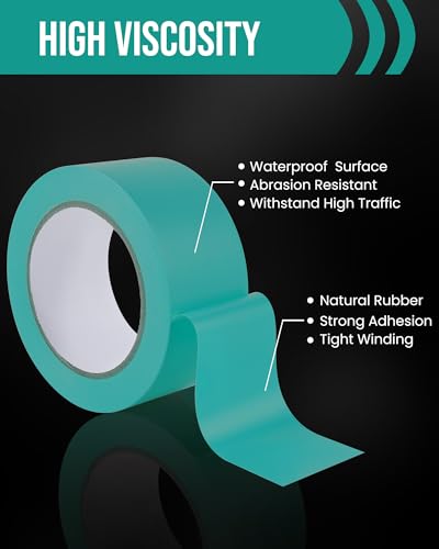 Lichamp 6 Rolls Vinyl Tape, 2" x 36 Yards per Roll, 216 Total Yards, Green - color: Green