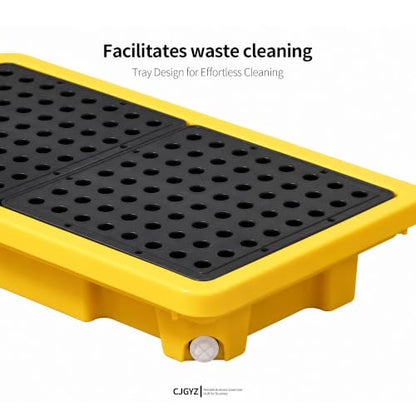 3 Set Spill Containment Pallet with Drain 26x14x4.7in 5.3Gal Capacity Spill Control for Countertop lab Chemical Containers Tabletop Garage Modular Nestable Easy (26x14x5in, 3 Pack) - size: 26x14x5in, 3 Pack