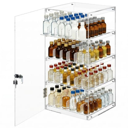 Cinnvoice Mini Liquor 50ml Bottles Retail Display Case with Lock, 12 x 12 x 24 in Clear Acrylic Countertop Rack, Adjustable Dividers Holders, Holds 192 Nips - style: Classic