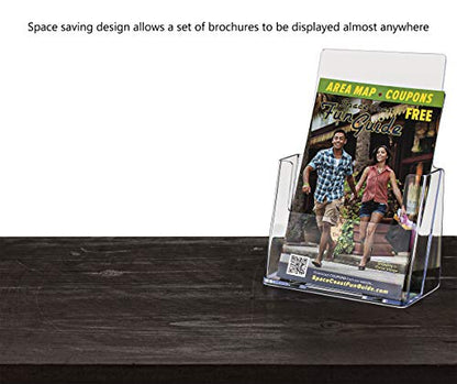 Marketing Holders 12 Pack Brochure Holder for 6" Bifolds Clear Acrylic Countertop Literature Organizer Space Saving Slant Back Booklet Dispenser for Trade Shows Expos and Conventions - size: 6" Wide