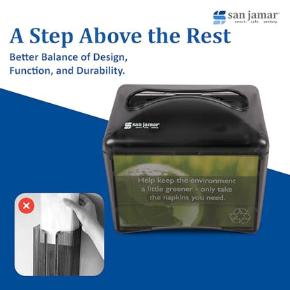 San Jamar Tabletop Napkin Dispenser – Restaurant Napkin Dispenser Mini Interfold with Insert Space for Cafes, Foodservice, Black Pearl - size: Universal