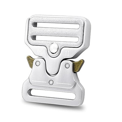 CooBigo 2Pack Tactical Heavy Duty Belt Buckles, 1-1/2" Metal Tactical Buckle Strap Clips for Backpack, Dog Collar Hardware, Harness, Keychain, Luggage Clasp Replacement, Silver - color: D: 1-1/2" Silver 2pcs
