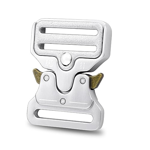 CooBigo 2Pack Tactical Heavy Duty Belt Buckles, 1-1/2" Metal Tactical Buckle Strap Clips for Backpack, Dog Collar Hardware, Harness, Keychain, Luggage Clasp Replacement, Silver - color: D: 1-1/2" Silver 2pcs