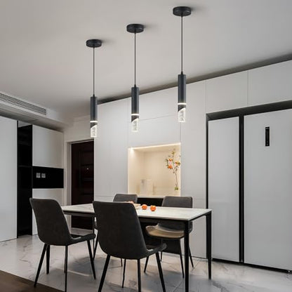 Modern Dimmable Led Pendant Lights Kitchen Island, Ideal for Living Room, Bedroom,Sink 6w LED Crystal Energy-Saving Hanging Lamp for Cozy Lighting (Black 2-Pack) - size: 2-Pack