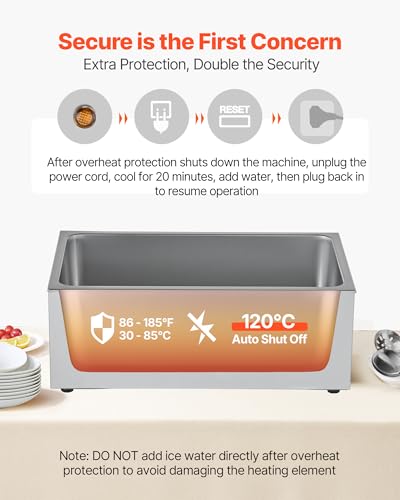VEVOR Commercial Food Warmer, 1200W Electric Stainless Steel Steam Food Warmer, Fast Heating Countertop Buffet Bain Marie with Two 1/2 Size Food Pans, for Catering, Restaurants, Parties & Buffets - size: 2*1/2Pan