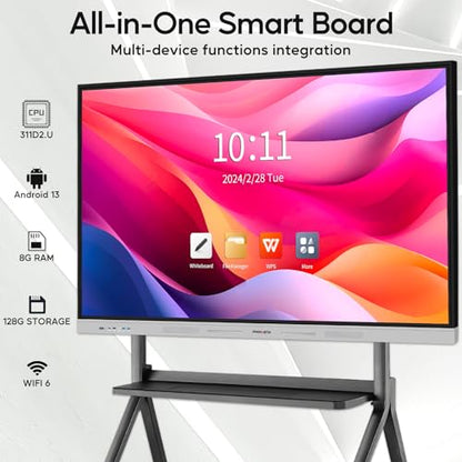 Smart Board | 75" Interactive Whiteboard | 4K UHD | Android 14 | 8+128GB | Digital Whiteboard, Electronic White Board for Classroom Home Office | Wall Mount Included - size: 75 Inch