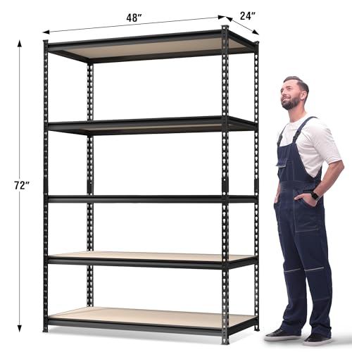WORKPRO 5-Tier 2500 LBS Load Shelving with Particle Board, 48”Wx24”Dx72”H
