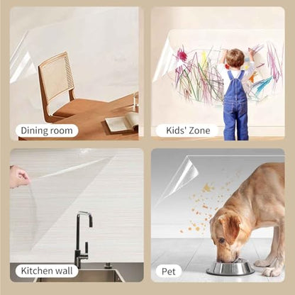 Clear Electrostatic Wall Protector, Static Protective Film, Adhesive-Free, No Residue Protection for Behind Trash Cans, Against Dog Scratches, Furniture, Doors, Splashes and Stains (15.78in*16.4ft) - size: 15.78in*16.4ft