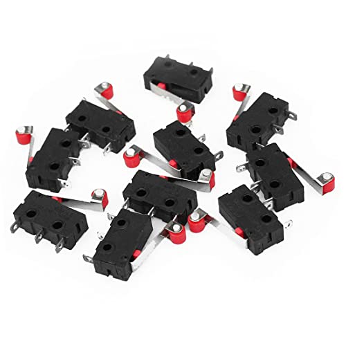 HiLetgo 10pcs Micro Limit Switch KW12-3 AC 250V 5A SPDT 1NO 1NC Micro Switch Normally Open Close Limit Switch with Roller Lever Arm Black