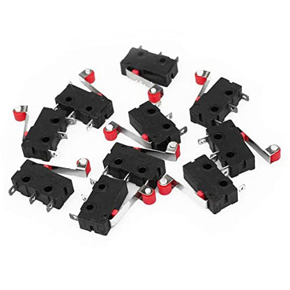 HiLetgo 10pcs Micro Limit Switch KW12-3 AC 250V 5A SPDT 1NO 1NC Micro Switch Normally Open Close Limit Switch with Roller Lever Arm Black