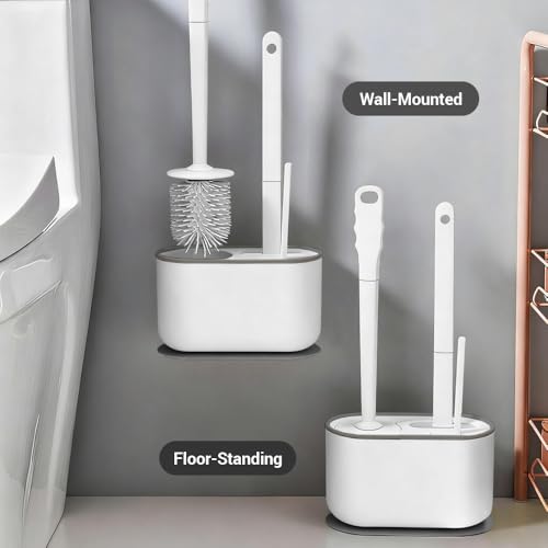 Toilet Brush Set, Bathroom Accessories, Toilet Bowl Cleaners, Deep Cleansing Multifunctional Hanging Toilet Brush Set for Bathroom(Pearl White) - color: Pearl White