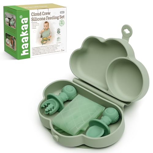 Haakaa Silicone Baby Travel Feeding Set with Foldable Suction Plate, 6M+