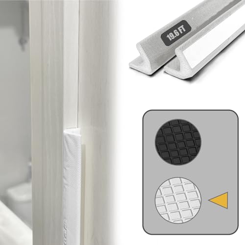 YZGJM Door Frame Adhesive Weather Stripping Seal Strip PU Foam, PE Cover, Groove Slot Installation for Large Gap, Sound Heat Insulation, Dust Water Moisture Prevention (19.6ft, White Adhesive) - color: White, size: 19.6 ft
