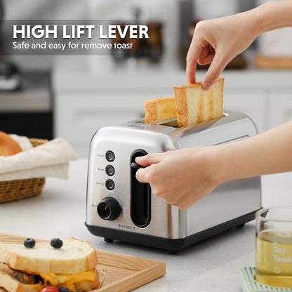 BUYDEEM DT420 2-Slice Toaster, 6 Shade Settings, 1.5" Wide Slots, Silver - size: 2-Slice